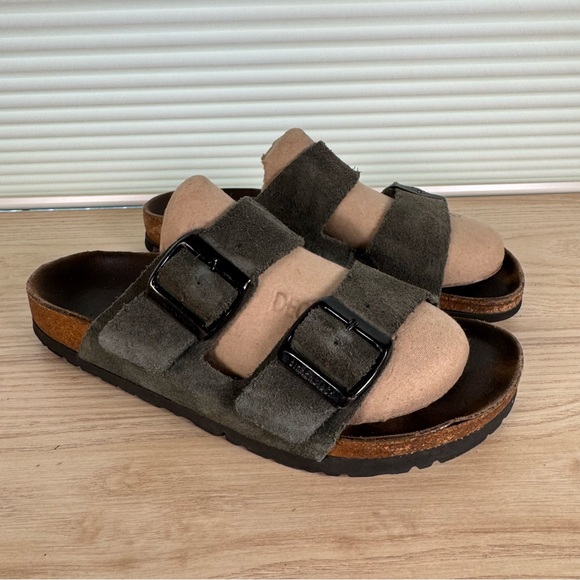 Birkenstock Arizona green suede sandals size 38 - Picture 1 of 6